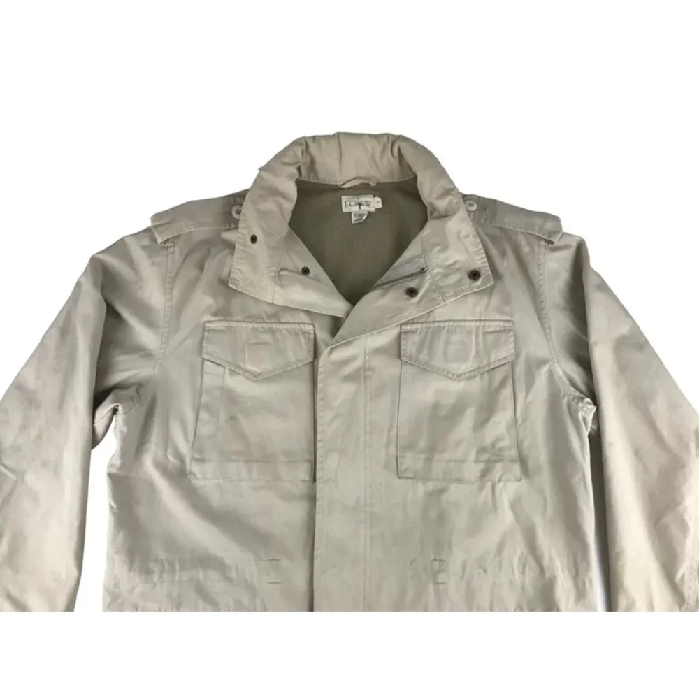 J.Crew Mens Beige 100% Cotton Long Sleeve Pockets Field Mechanic Jacket Size‎ S